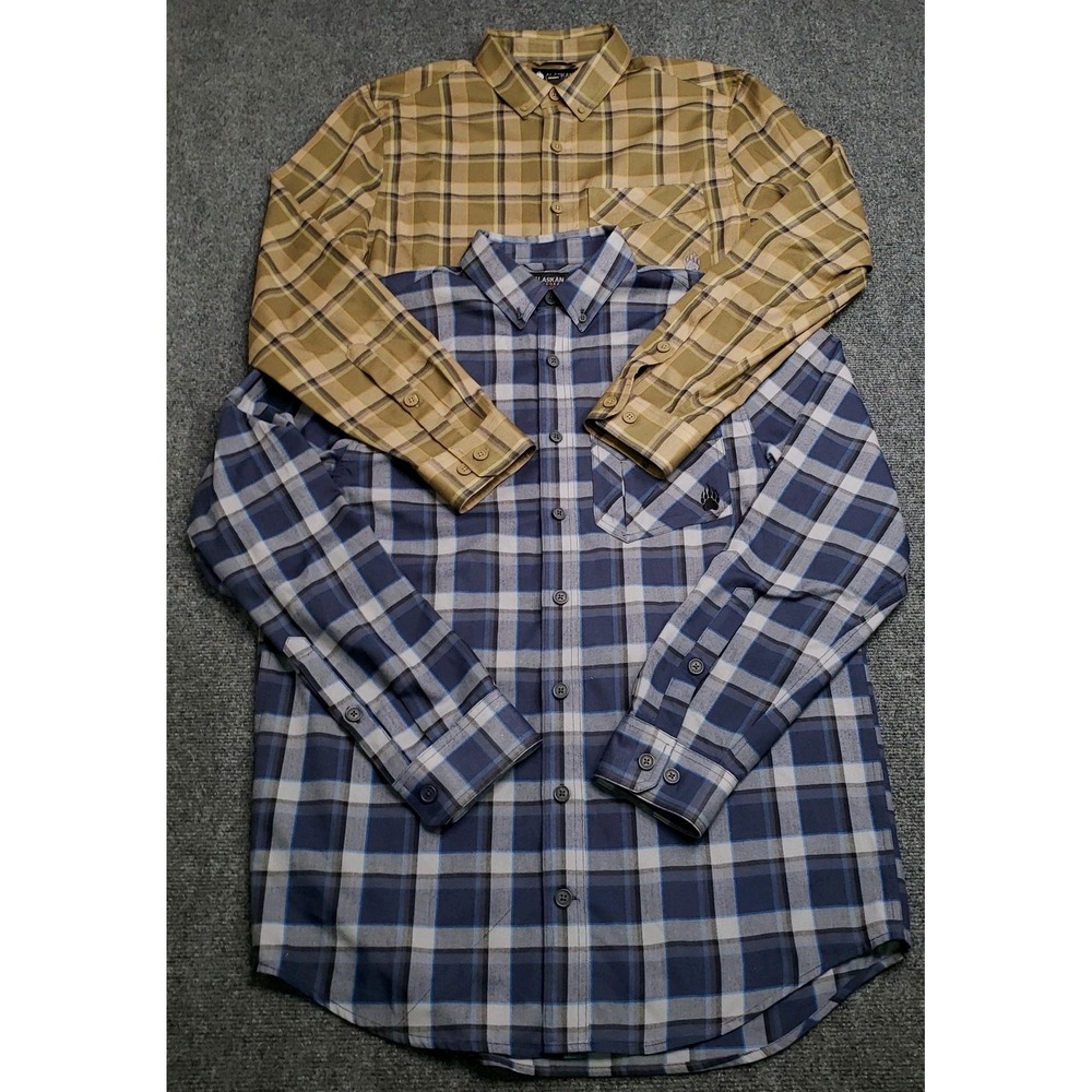 Duluth Trading Alaskan Hardgear PAIR Shirts Mens Large Tall Slim Fit Poly Wool - Picture 1 of 14